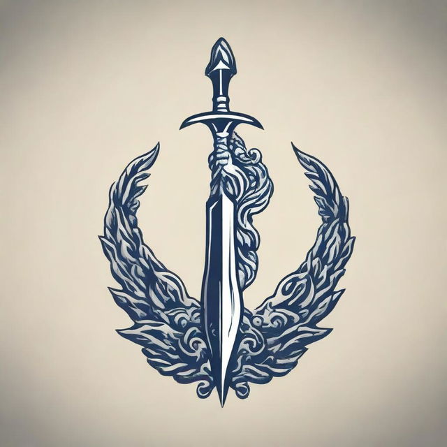 Design an intricate logo featuring Poseidon's spear with a high level of detail.