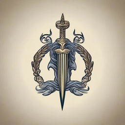 Design an intricate logo featuring Poseidon's spear with a high level of detail.