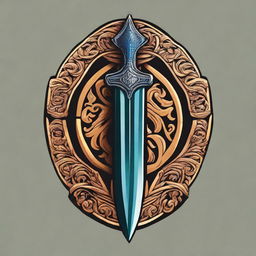 Design an intricate logo featuring Poseidon's spear with a high level of detail.