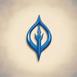 Create a highly detailed and intricate logo featuring a blue trident.