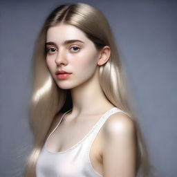 A hyperrealistic digital art piece of an 18-year-old Pakistani girl with pale white skin