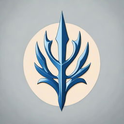 Create a highly detailed and intricate logo featuring a blue trident.