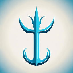 Generate an ancient, intricate trident symbolic of Poseidon, the Greek god of the sea, rendered in tones of blue for a logo.