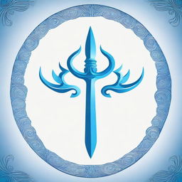 Generate an ancient, intricate trident symbolic of Poseidon, the Greek god of the sea, rendered in tones of blue for a logo.