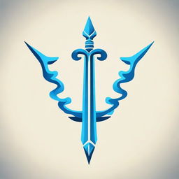 Generate an ancient, intricate trident symbolic of Poseidon, the Greek god of the sea, rendered in tones of blue for a logo.