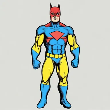 The superhero's costume had lancelike patterns on the shoulder pads.