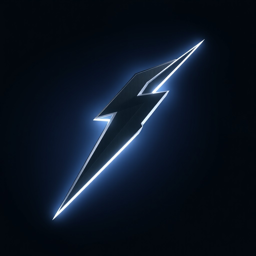 A sleek, stylized lightning bolt inspired by the model 'Kaminari', featuring clean geometric lines and a forged metallic appearance