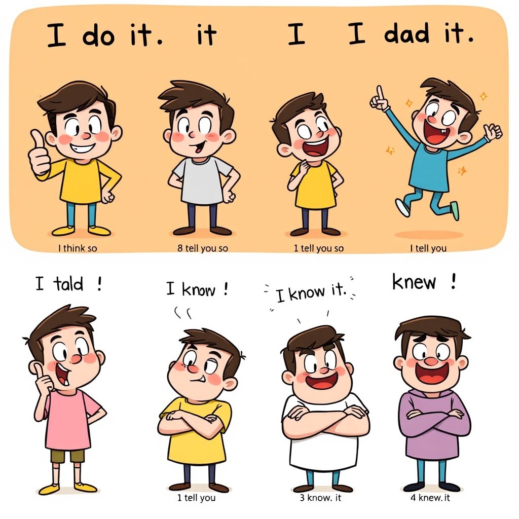A vibrant and expressive illustration featuring eight original characters, each displaying a unique expression and pose based on specific phrases