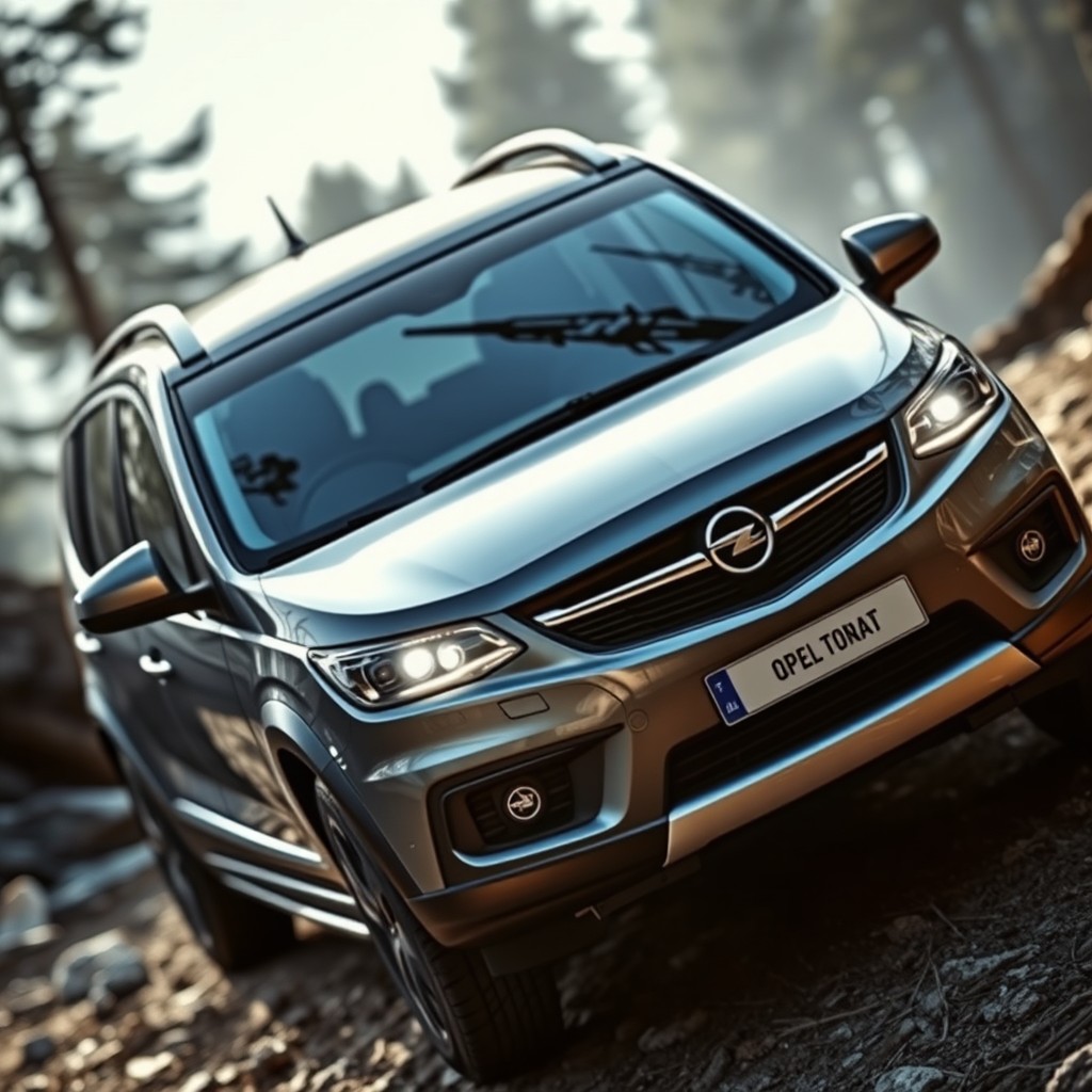 An Opel Zafira Turing 4X4 with an aggressively styled, raised hood, showcasing its rugged design