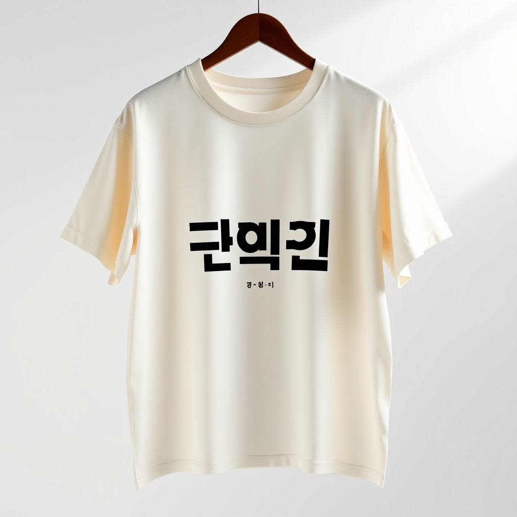 A modern streetwear t-shirt design concept featuring an oversized fit, designed in a stylish cream color