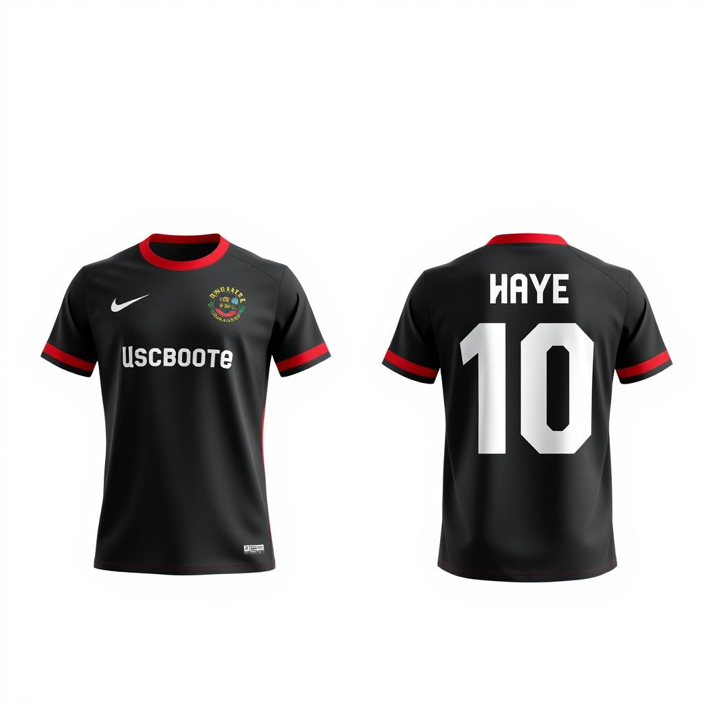 A football jersey mockup showcasing both front and back views, designed as a teamwear concept