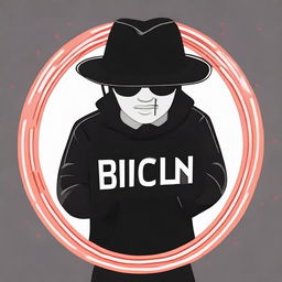 A hacker wearing a black hat, standing confidently in a circle of light. In his hand, he holds a card with the word 'bxcloner' clearly visible.