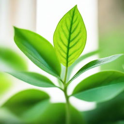 A closeup of a healthy plant with vibrant green leaves, bathed in soft, natural light.