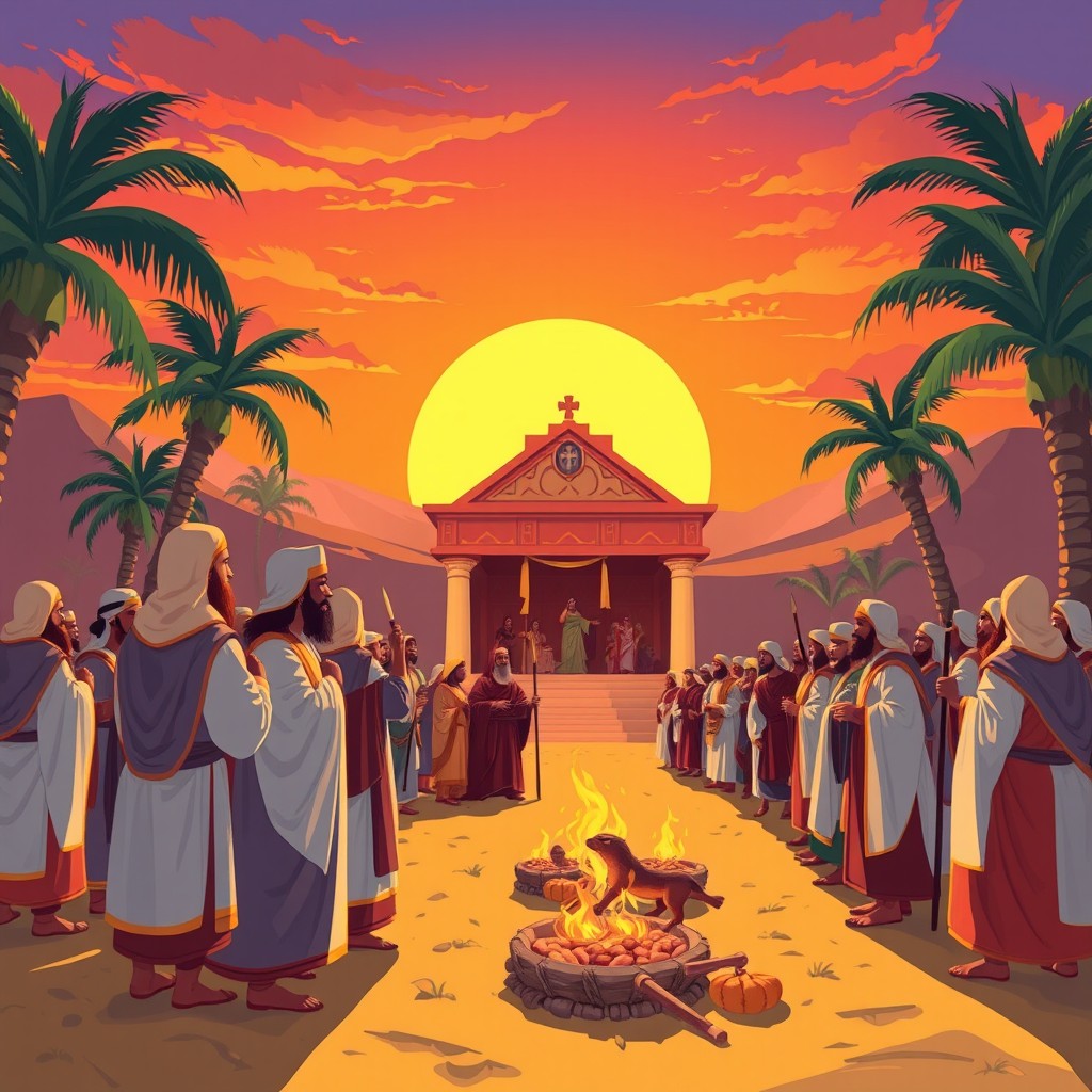 A stylized illustration depicting the tribe of Levi in ancient biblical times
