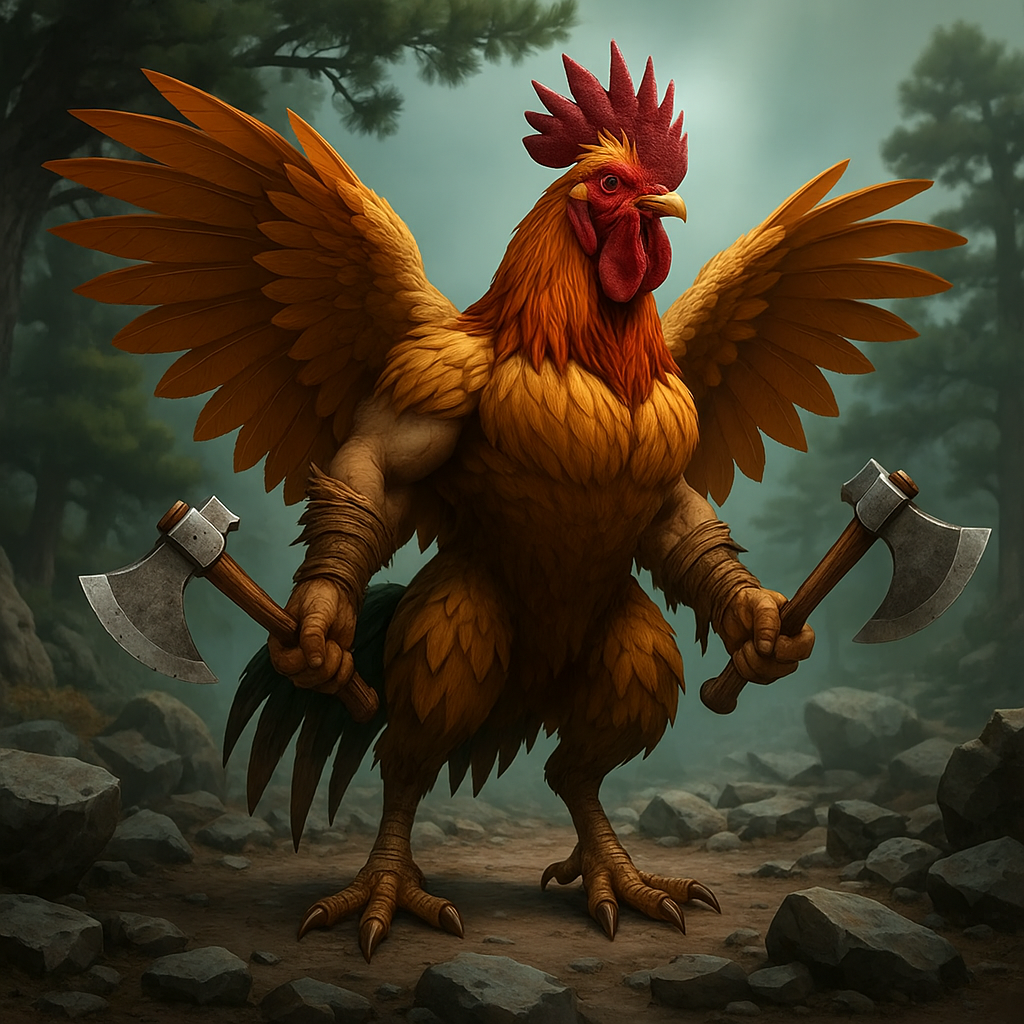 Make his wings slightly bigger.  Have him holding two hand axes.