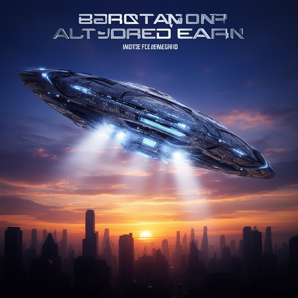 A stunning movie poster featuring an alien spaceship landing on Earth