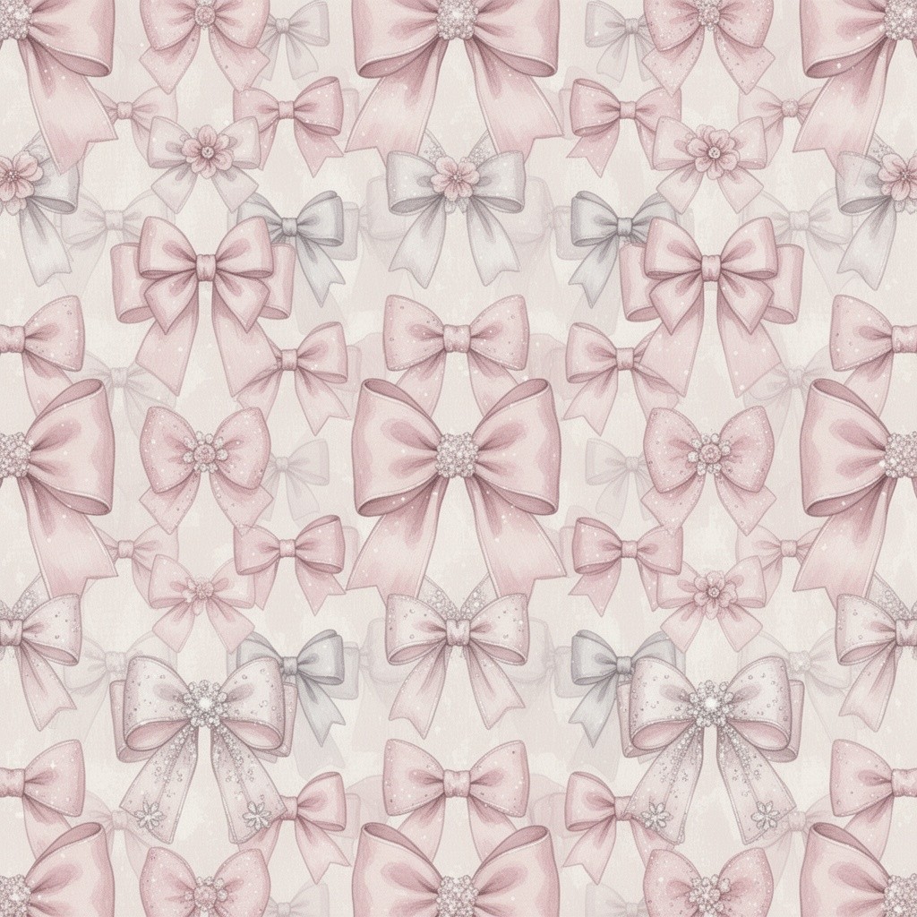 A beautifully designed wallpaper featuring intricate patterns of bows in various styles and colors