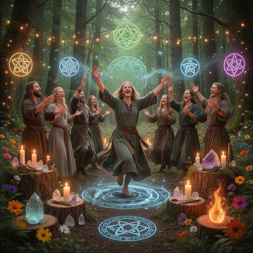 Exploring the vibrant and diverse imagery associated with various pagan religions, focusing on nature, spirituality, and ancient traditions
