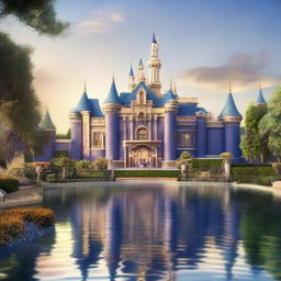 A realistic rendering of the iconic Disneyland Castle, capturing its palatial architecture and enchanting aura.