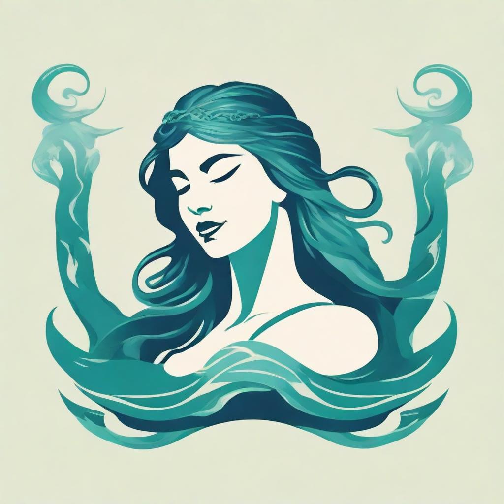 Design a captivating logo capturing the essence of the Sirens, mythical women of the sea known for their enchanting voices. Use a blend of blues and greens.