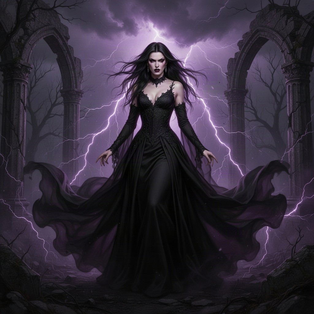 A powerful and captivating representation of Lilith, embodying strength and mystery