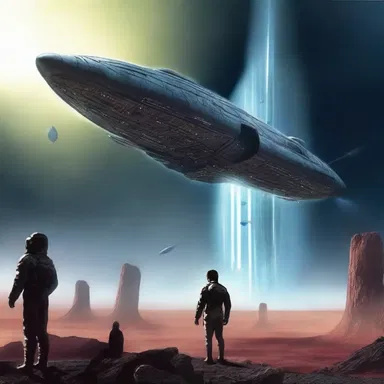 In the science fiction novel, the character was surprised when the spaceship suddenly materialized in front of them.