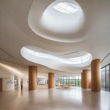 The architect incorporated curved walls and organic shapes in the design of the building, drawing inspiration from the curvatures of the human viscera.