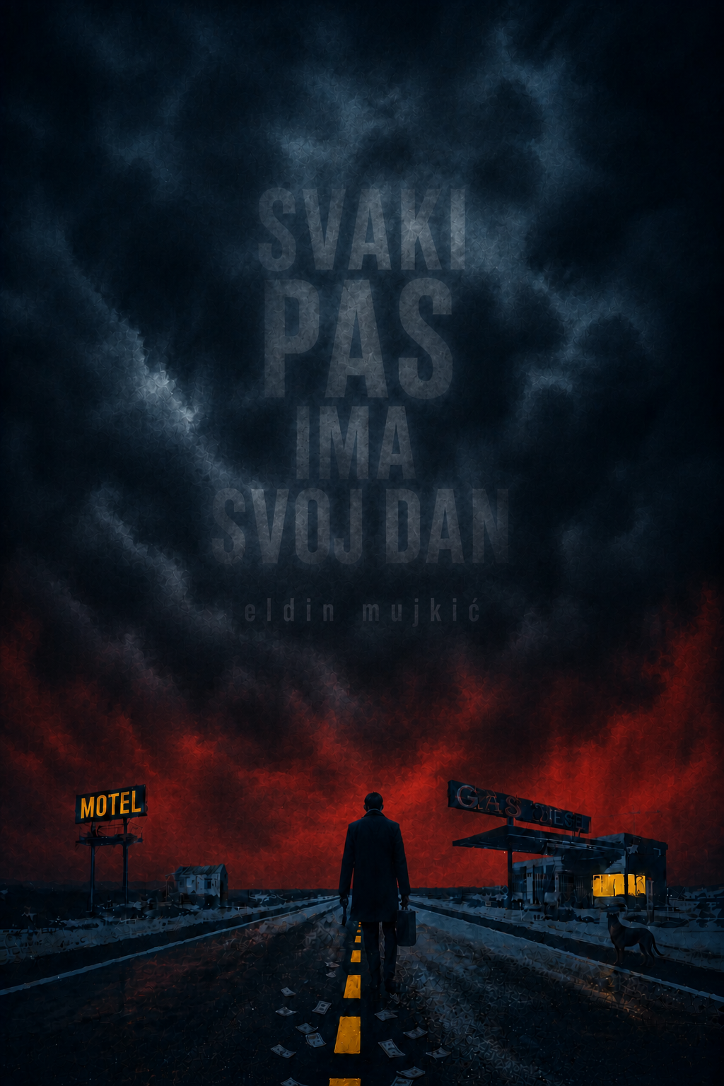 Hajde neka tekst tj. naslov i ime autora, pošto se nalazi u oblacima malo kao ono obuhvate oblaci, kao u magli slova