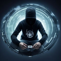 A hacker donning a black hat, situated in the middle of a circle, firmly holding a tag with 'bxcloner' written on it.