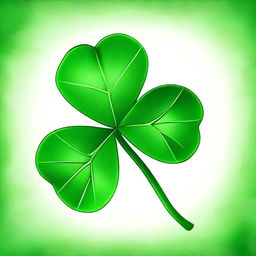 A high-quality digital art image depicting a vibrant, detailed four-leaf clover