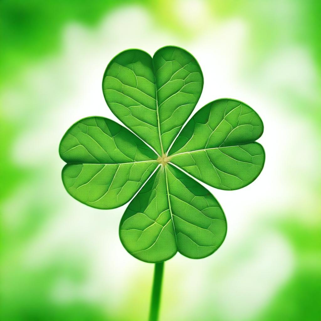 A high-quality digital art image depicting a vibrant, detailed four-leaf clover