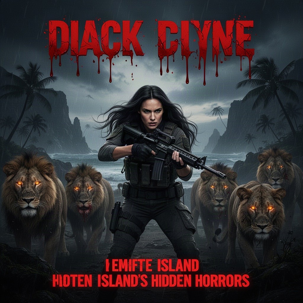 A chilling horror movie poster set on a remote, eerie island