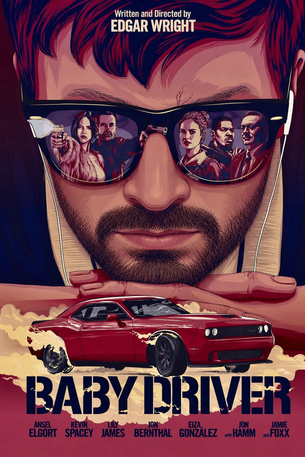 A stylized movie poster for a crime film featuring a male character with an older appearance in his 30s, complete with a beard
