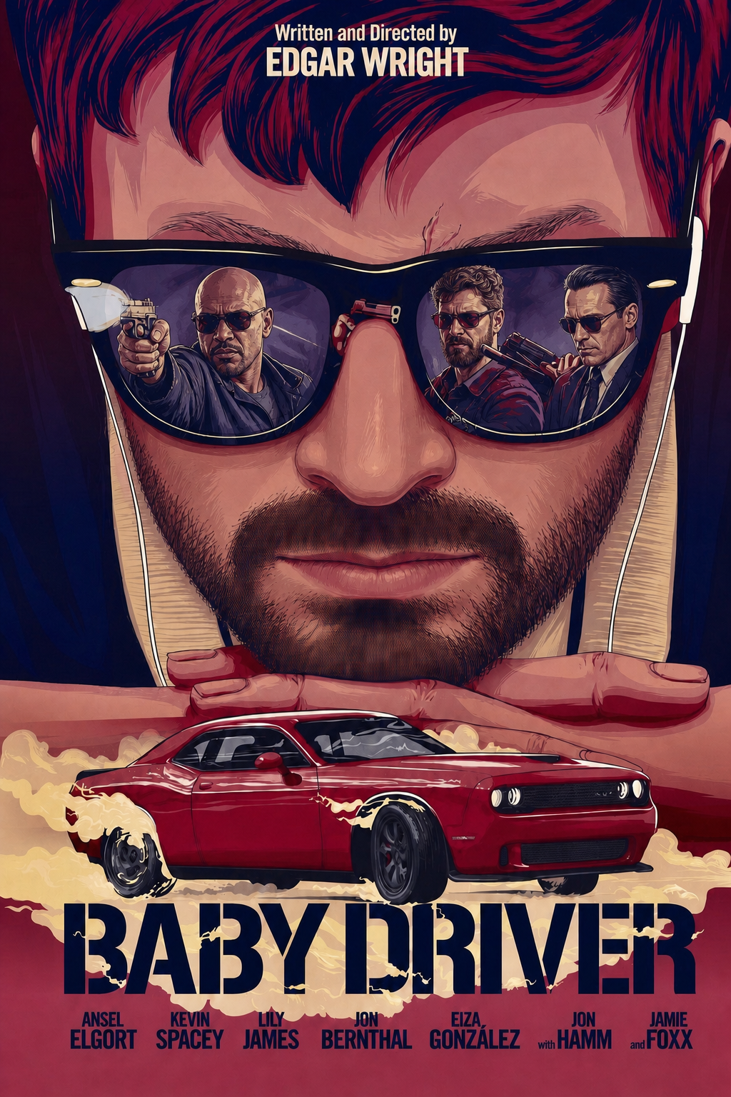 A stylized movie poster for a crime film featuring a male character with an older appearance in his 30s, complete with a beard