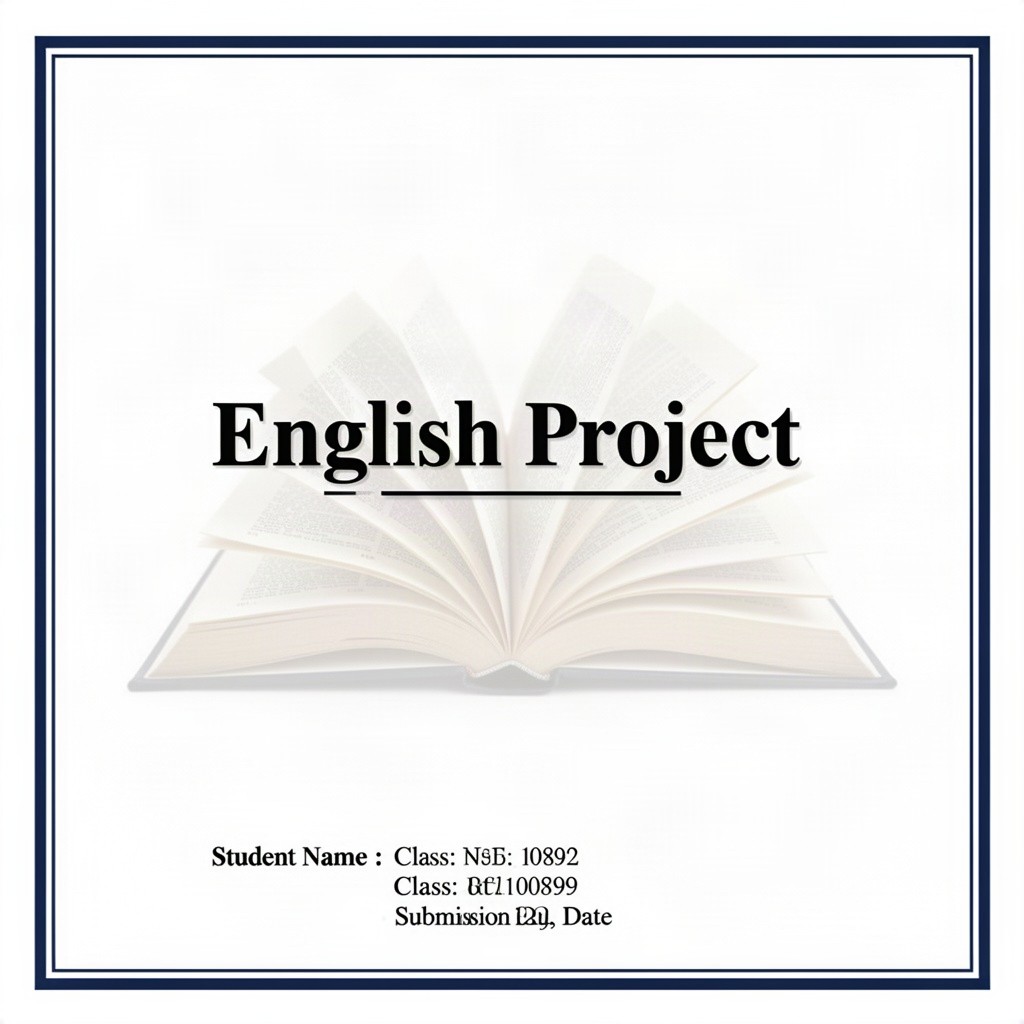 A formal and professional cover page for an English project to be submitted to the CBSE board
