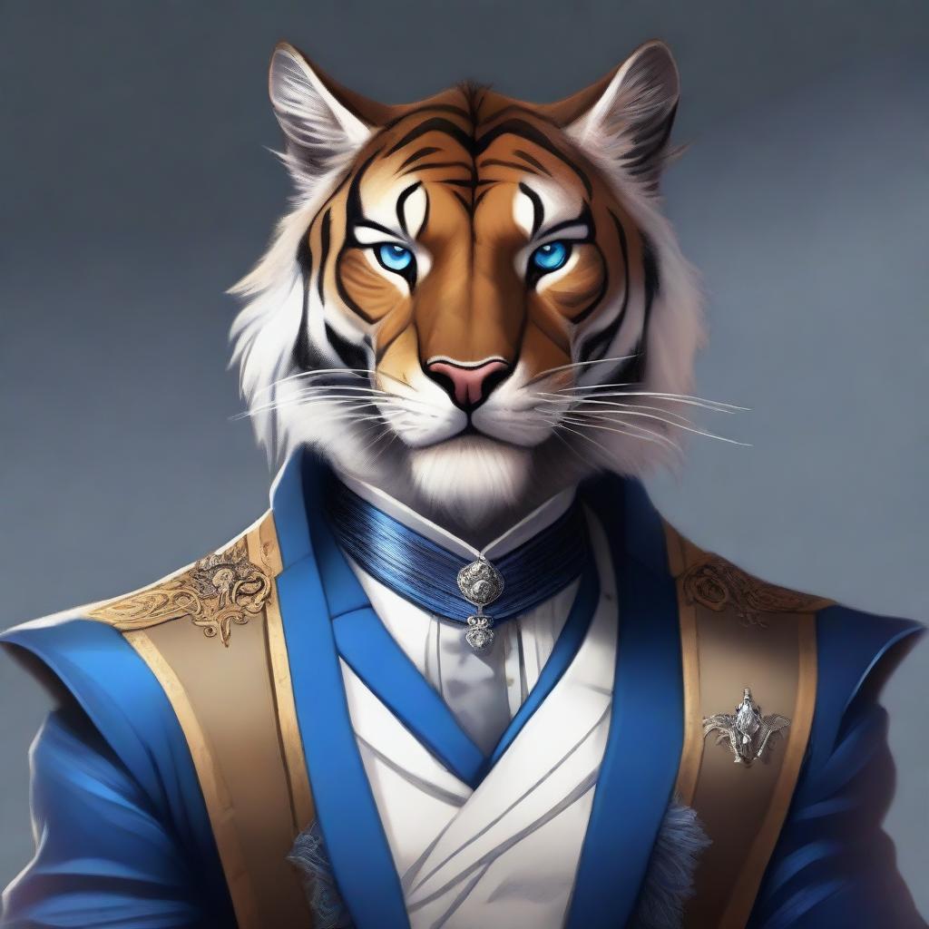 A high-quality digital art piece featuring a tabaxi saber-toothed tiger character