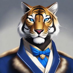 A high-quality digital art piece featuring a tabaxi saber-toothed tiger character