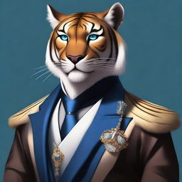 A high-quality digital art piece featuring a tabaxi saber-toothed tiger character