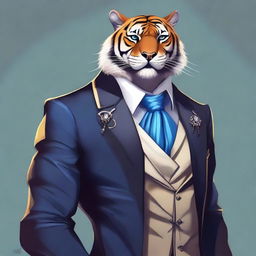 A top-tier digital art image of a tabaxi saber-toothed tiger