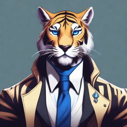 A top-tier digital art image of a tabaxi saber-toothed tiger