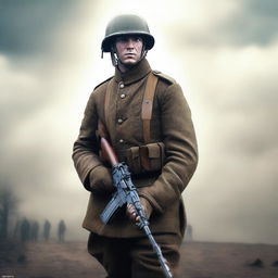 This is a high-quality, detailed digital art piece depicting a WW1 German soldier