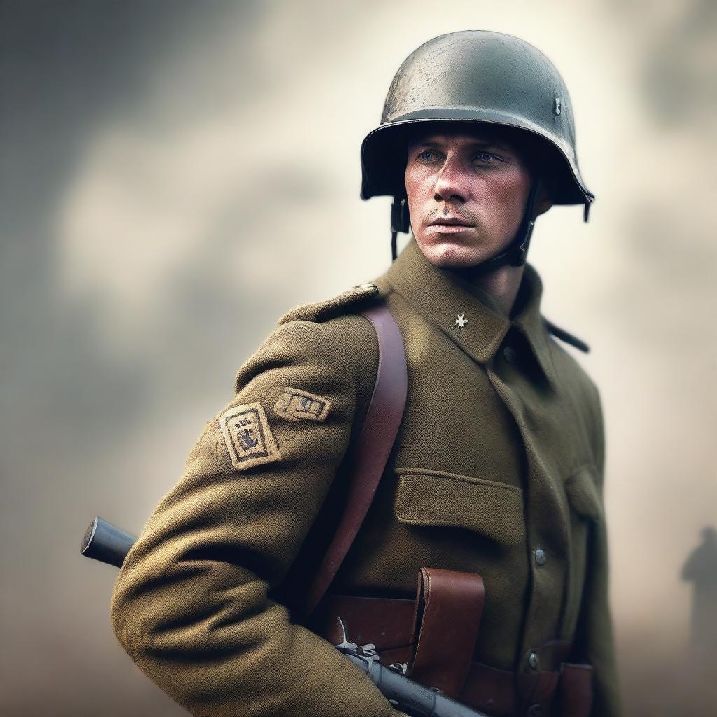 This is a high-quality, detailed digital art piece depicting a WW1 German soldier