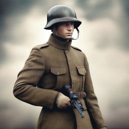 This is a high-quality, detailed digital art piece depicting a WW1 German soldier