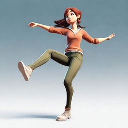 A high-quality, detailed digital art representation of the character 'Sylvie' from the game 'Teaching Feeling', depicted in a dynamic pose.