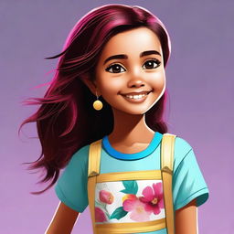 A digital art image of a petite girl with an attractive appearance