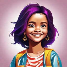 A digital art image of a petite girl with an attractive appearance