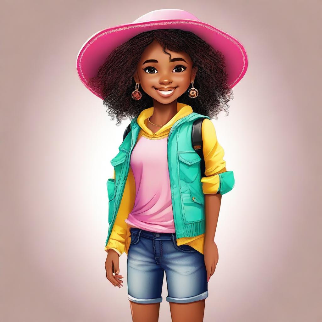 A digital art image of a petite girl with an attractive appearance