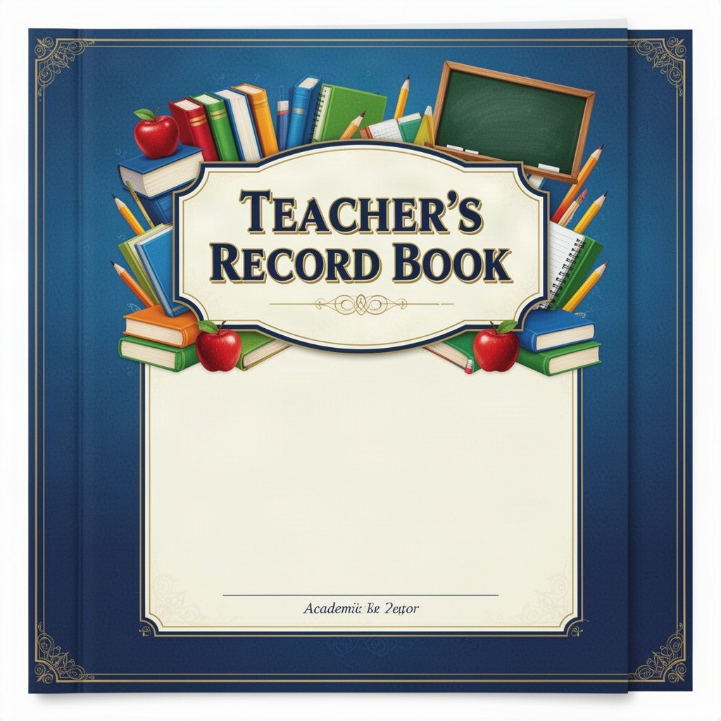 A beautifully designed front page for a teacher's record book, featuring a classy and elegant layout