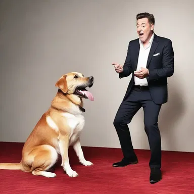 The comedian told a fanciful joke about a talking dog that left the audience in stitches.