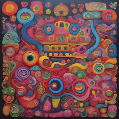 The artist created a fanciful painting with vibrant colors and intricate details.